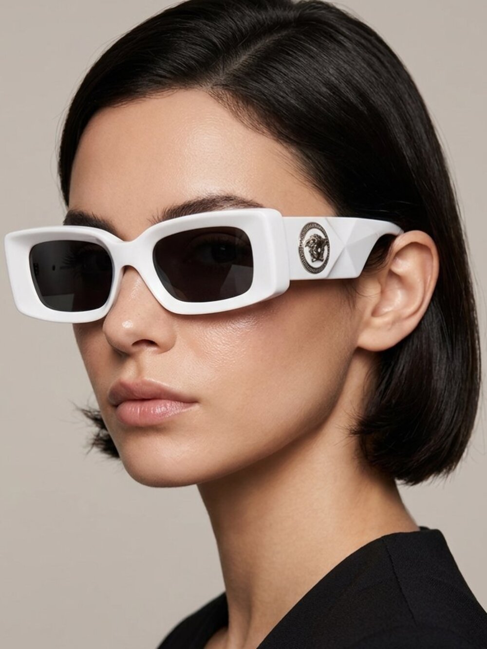 NEW VERSACE VE4474 314/87 WHITE DARK GREY UNISEX SUNGLASSES AUTHENTIC